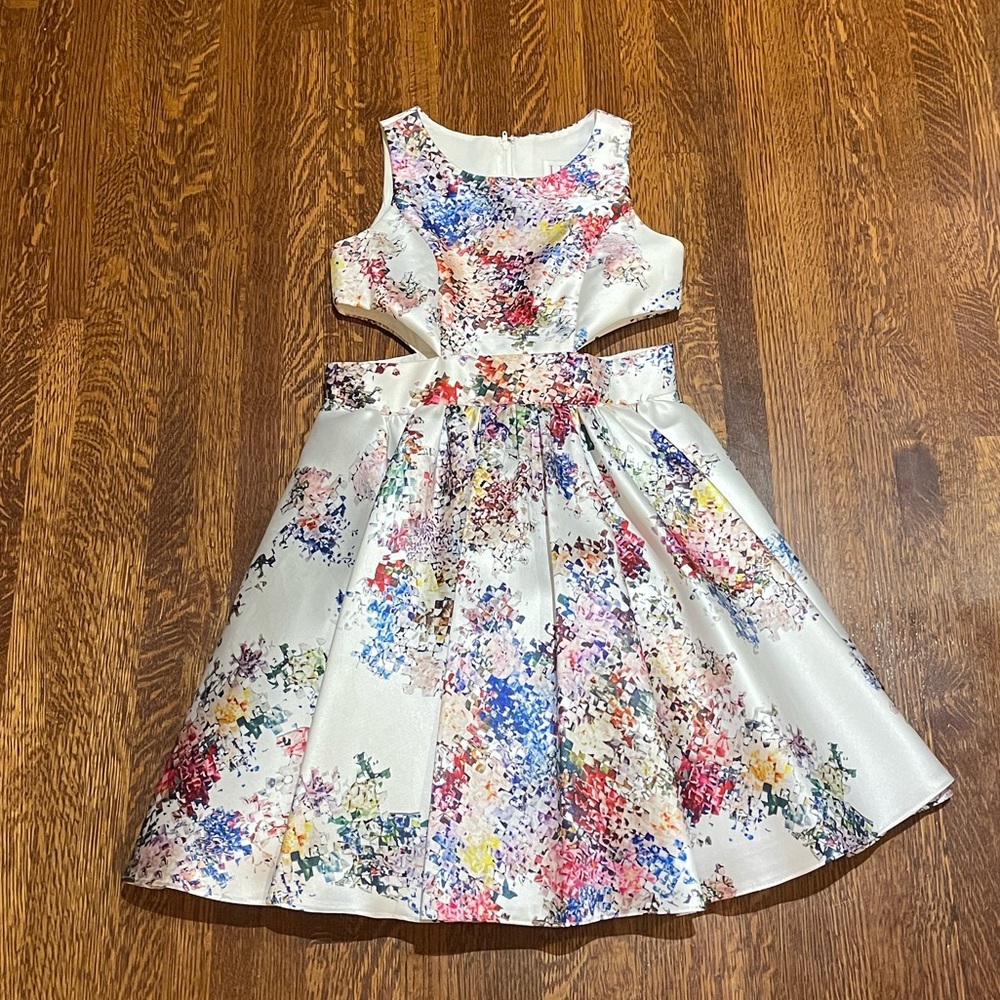 Lexie by Mon Cheri Ivory Multi Cutout Dress
